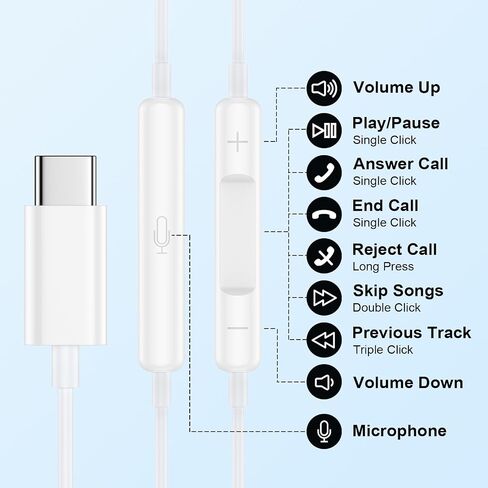 USB C Google Pixel Earbuds Headphones Wired for Pixel 11 10 9 Pro XL Fold in Saudi Arabia