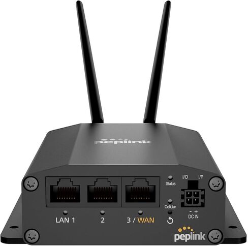 Peplink Cellular Router MAX BR1 Mini Core | High Speed 150Mbps Single Cellular LTE Computer Modem with Gigabit Ethernet WAN, 2x SMA Cellular Antennas | Redundant SIM Slots | Designed for Security in Saudi Arabia