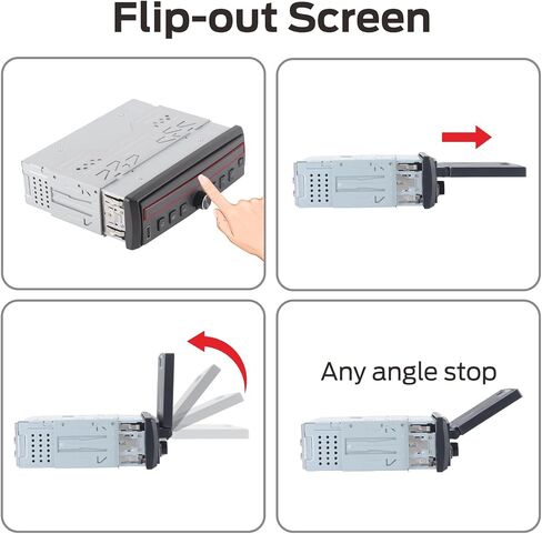 Single DIN Car Stereo with Flip Out Screen Wireless CarPlay Android Auto, Flip up Touch Screen car Radio with OEM Level Sound Quality Bluetooth AM FM in Kuwait