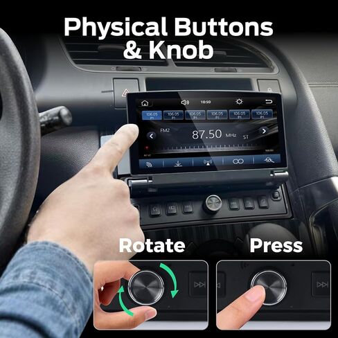 Single DIN Car Stereo with Flip Out Screen Wireless CarPlay Android Auto, Flip up Touch Screen car Radio with OEM Level Sound Quality Bluetooth AM FM in Kuwait