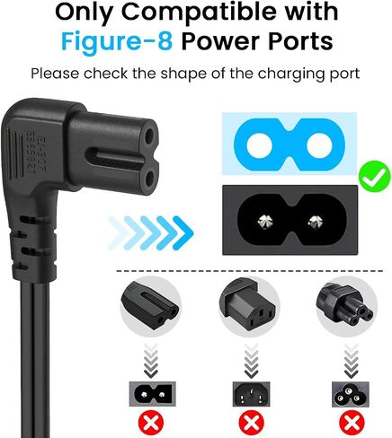6Ft 2 Prong AC TV Power Cord Compatible with JBL PartyBox Speaker 100/110/310/520/710/720/1000/Club 120 Universal C7 90 Degree Angled Power Cord UL Listed Replacement Cable in Saudi Arabia