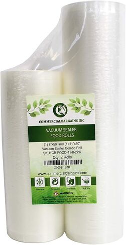 Commercial Bargains 11" x 50' and 8" x 50' Vacuum Sealer For FoodSaver Sous Vide Rolls Food Storage in Saudi Arabia