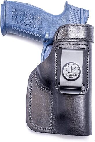 OUTBAGS USA LS1FNSL (أسود-يمين) حافظة مسدس من الجلد الثقيل المحبب بالكامل IWB مخفية للشريحة الطويلة FNH FNS-9 والشريحة الطويلة FNS-40. مصنوع يدويًا في الولايات المتحدة الأمريكية. in Kuwait