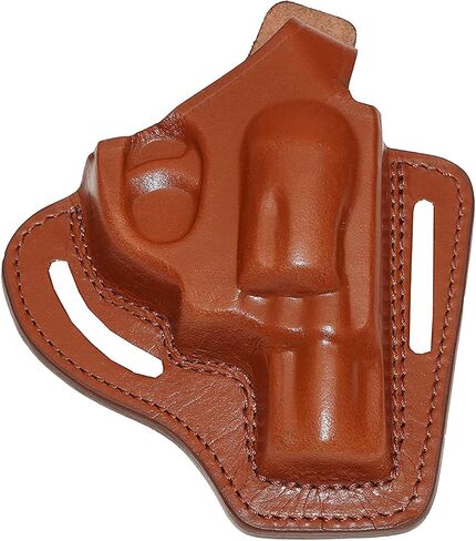 S&W J Frame Holster, 2 Slot Pancake Shoulder & OWB up to 2" Barrel Revolver Leather Gun Holster Thumb Break RH Handmade in Kuwait