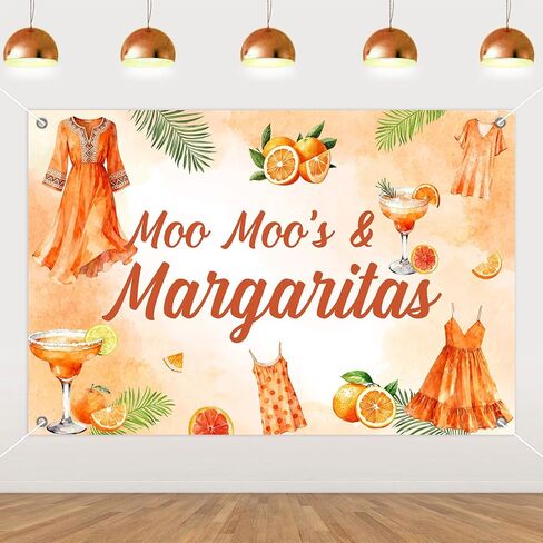Moo Moos and Margaritas Party Decorations Backdrop, Pink and Green, 5 * 3ft in Kuwait