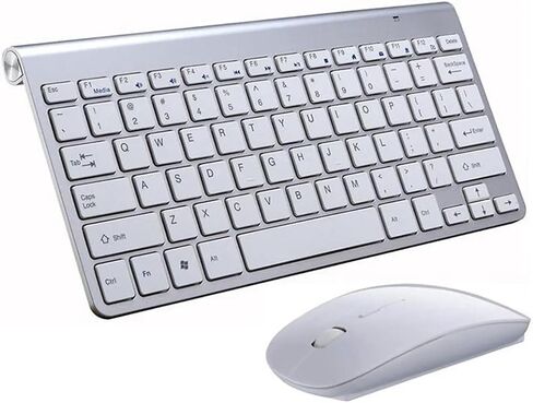 Wireless Keyboard and Mouse Combo, 2.4GHz Compact Full-Size Keyboard Mouse, Round Keycaps, Scissor Switch, 800/1200/1600 DPI, Single USB Receiver, for PC Laptop Mac Windows, White in Saudi Arabia