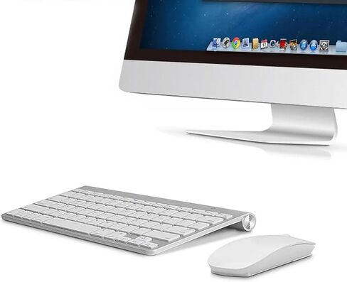 Wireless Keyboard and Mouse Combo, 2.4GHz Compact Full-Size Keyboard Mouse, Round Keycaps, Scissor Switch, 800/1200/1600 DPI, Single USB Receiver, for PC Laptop Mac Windows, White in Saudi Arabia