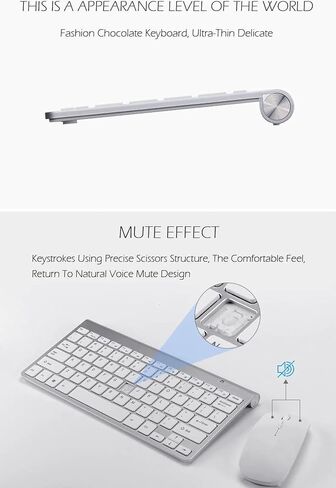 Wireless Keyboard and Mouse Combo, 2.4GHz Compact Full-Size Keyboard Mouse, Round Keycaps, Scissor Switch, 800/1200/1600 DPI, Single USB Receiver, for PC Laptop Mac Windows, White in Saudi Arabia