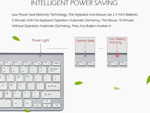 Wireless Keyboard and Mouse Combo, 2.4GHz Compact Full-Size Keyboard Mouse, Round Keycaps, Scissor Switch, 800/1200/1600 DPI, Single USB Receiver, for PC Laptop Mac Windows, White in Saudi Arabia