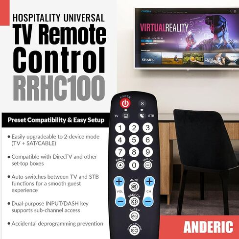 Anderic EzWipe Universal TV Remote Control - 1-Device - TV Only in Saudi Arabia