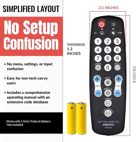 Anderic EzWipe Universal TV Remote Control - 1-Device - TV Only in Saudi Arabia