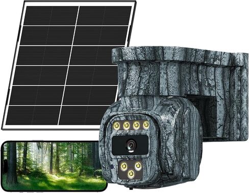 4G LTE Solar Cellular Security Camera Wireless Outdoor, No WiFi Needed, AOV Recording, PTZ Cameras, Built-in eSIM, Motion Detection, 2-Way Audio, 2K Live View for Off-Grid Security Non Internet in Kuwait