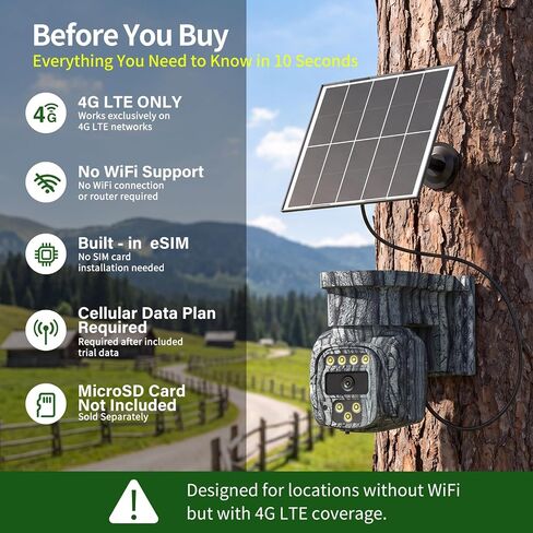 4G LTE Solar Cellular Security Camera Wireless Outdoor, No WiFi Needed, AOV Recording, PTZ Cameras, Built-in eSIM, Motion Detection, 2-Way Audio, 2K Live View for Off-Grid Security Non Internet in Kuwait