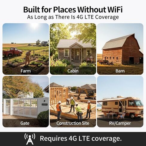 4G LTE Solar Cellular Security Camera Wireless Outdoor, No WiFi Needed, AOV Recording, PTZ Cameras, Built-in eSIM, Motion Detection, 2-Way Audio, 2K Live View for Off-Grid Security Non Internet in Kuwait