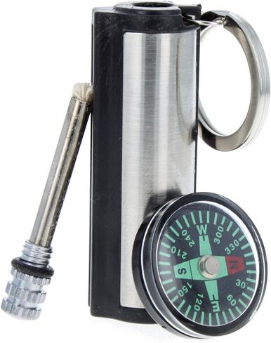 ASR Outdoor Compact Instant Lighter Survival Fire Starter Flint Rod with Compass Keychain in Kuwait