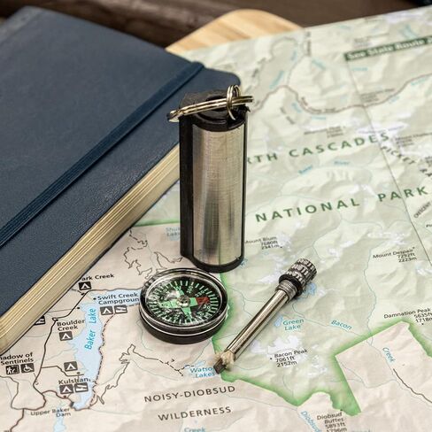 ASR Outdoor Compact Instant Lighter Survival Fire Starter Flint Rod with Compass Keychain in Kuwait
