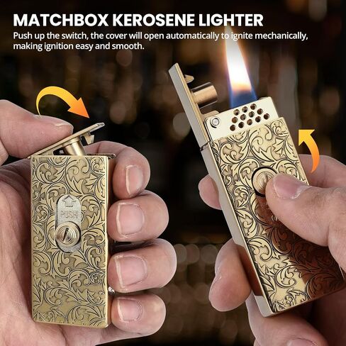 SOMGEM Matchbox Trench Lighter, Refillable Soft Flame, Vines in Saudi Arabia