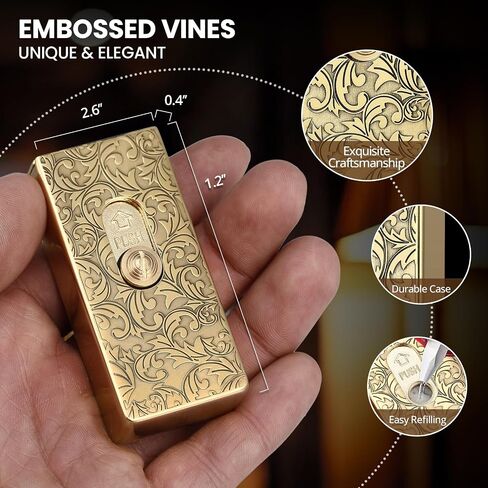 SOMGEM Matchbox Trench Lighter, Refillable Soft Flame, Vines in Saudi Arabia