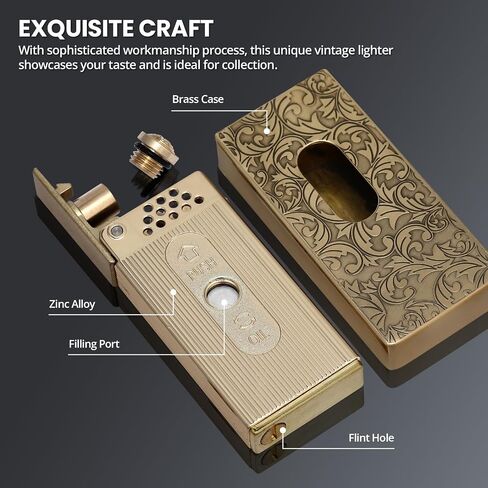 SOMGEM Matchbox Trench Lighter, Refillable Soft Flame, Vines in Saudi Arabia