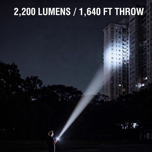 Tactical Flashlight Rechargeable 2200LM, 1640FT Long Range Beam in Kuwait
