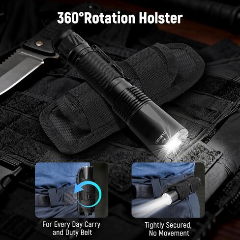 Tactical Flashlight Rechargeable 2200LM, 1640FT Long Range Beam in Kuwait