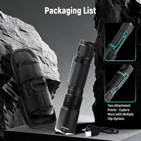 Tactical Flashlight Rechargeable 2200LM, 1640FT Long Range Beam in Kuwait