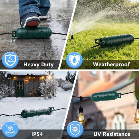NineLeaf IP54 Outdoor Extension Cord Cover, Waterproof Cord Connector Protector, Weatherproof Plug and Socket Safety Box for Garden Tools, Patio, Christmas Holiday Lights, Green, 4 Pack in Saudi Arabia