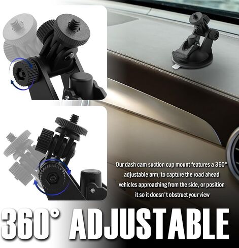 Dash Cam Suction Cup Camera Mount for Car, 360 Adjustable Dash Cam Suction Cup Mount with Strong Suctions, Portable Car Dashcam Mounts for Cars Dashcam, GPS, Phone Holder, 2PCS in Saudi Arabia