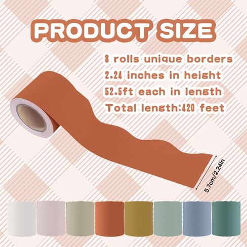 420ft，8 Rolls 2.24in x 52.5ft Boho Bulletin Board Borders in Kuwait