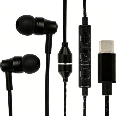 Radiation-Free Air Tube in-Ear Headphones, USB Type-C Wired EMF Blocking Earbuds with Volume Control & Microphone, for iPhone 15/16/17, Android Phones & USB-C Devices. (Black) in Saudi Arabia