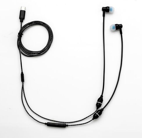 Radiation-Free Air Tube in-Ear Headphones, USB Type-C Wired EMF Blocking Earbuds with Volume Control & Microphone, for iPhone 15/16/17, Android Phones & USB-C Devices. (Black) in Saudi Arabia