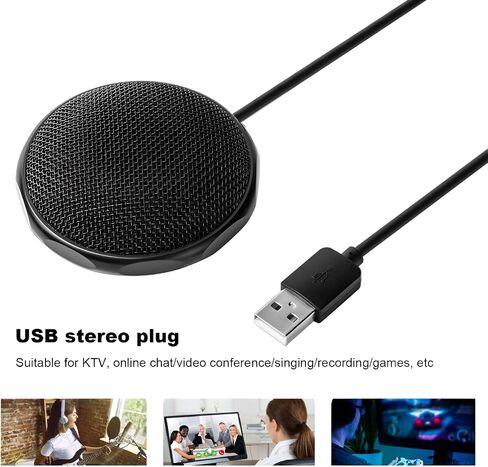 USB Omnidirectional Condenser Microphone, Black Mini Wired PC Laptop Mic in Saudi Arabia