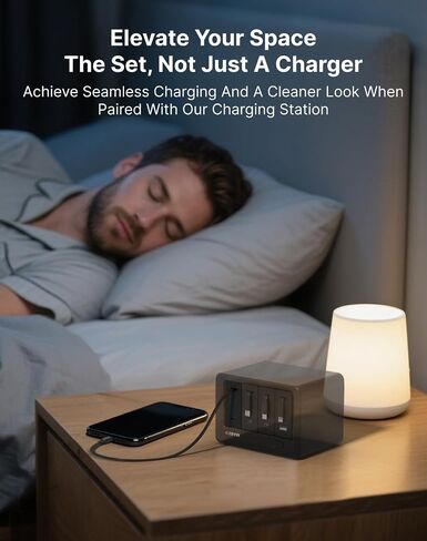 Gitryin 2 Lightning, 2 Type-C Retractable Wall Chargers with 2 USB A Ports and 1 Power Strip, 12-in-1 Modular Charging Station in Kuwait