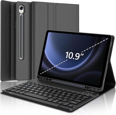 Galaxy Tab S9 FE+/ S9+ /S10+ 12.4 Inch Case with Keyboard, Detachable Bluetooth Keyboard with Pen Holder for Samsung Tab S10+ Plus/S9+ Plus/S9 FE+ Plus/S8+ Plus/S7FE/S7+ Plus 5G 12.4", Black in Saudi Arabia