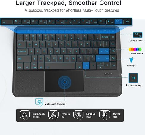 Keyboard Case for Samsung Galaxy Tab S11 Ultra 14.6" Detachable Magnetic Keyboard, Trackpad, 7-Color Backlit, DeX Mode, AI Key, Pen Holder, Smart Auto Sleep/Wake in Saudi Arabia