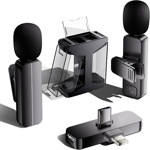 2-Pack Wireless Mini Lavalier Lapel Microphone for iPhone, Android(2 in 1) in Saudi Arabia