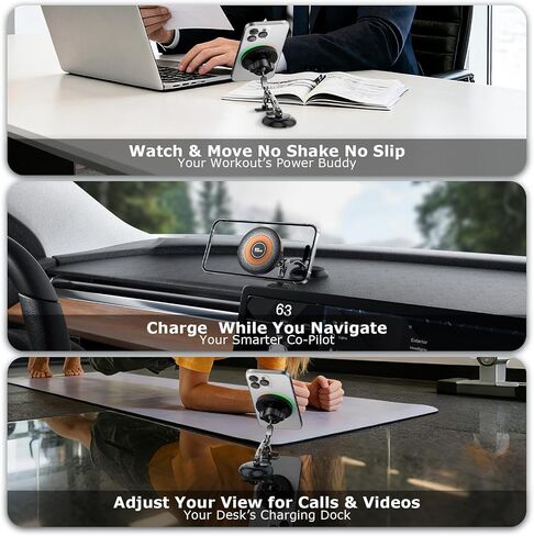 Magnetic for MagSafe Car Mount 15W Wireless Charging, Magnetic Phone Holder for Car with Vacuum, 360°Adjustable Metal Head &Extension Rod, Cell Phone Holders for Your Car for iPhone17/16/15/14/13/12 in Kuwait