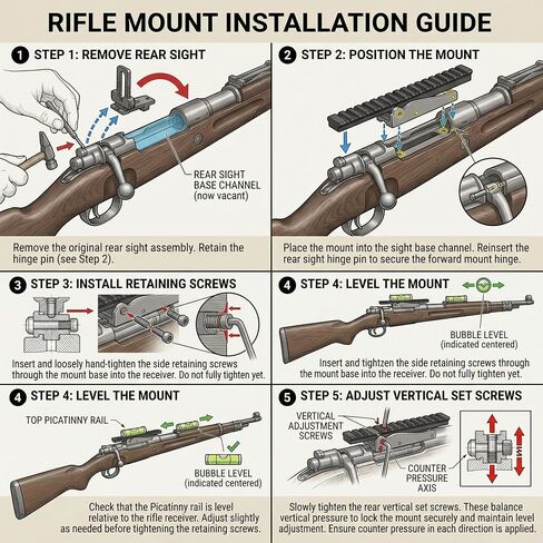 Combo of 1" Diameter Low Profile Rifle Scope Rings Picatinny Mount System with M38, M39 and M44/Mosin Nagant 91/30 Scope Mount Picatinny Rail (Rail Only) in Saudi Arabia