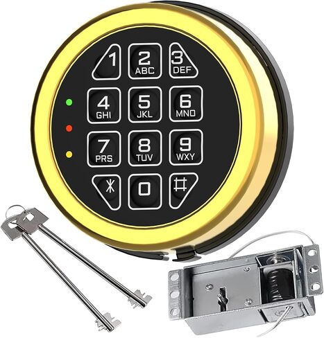 Electronic Safe Lock Replacement Keypad with Solenoid Lock, 2 Keys - Gold in Saudi Arabia