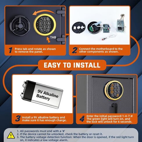 Electronic Safe Lock Replacement Keypad with Solenoid Lock, 2 Keys - Gold in Saudi Arabia