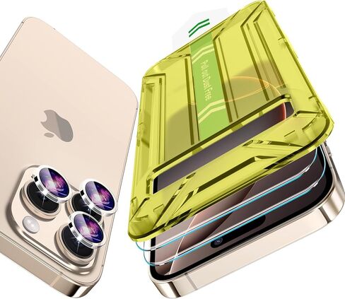 عبوة Fotbor 2+1 لهاتف iPhone 16 Pro Max مع واقي شاشة لعدسة الكاميرا، زجاج مقسى ممتص للصدمات من سلسلة Pro، [الدقة - محاذاة] ملاءمة سريعة in Kuwait