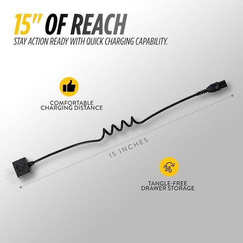 Stun Gun Charger Cord, Quick-Charge Compatible, Expandable to 15" in Saudi Arabia