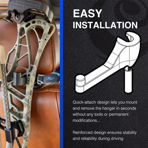 Bow Hanger for CAR HEADREST | Heavy-Duty Vehicle Mount for Compound Bow Storage & Transport | Tool-Free Installation | Fits 10-14mm Posts | Universal Fit for SUV, Truck, ATV in Saudi Arabia