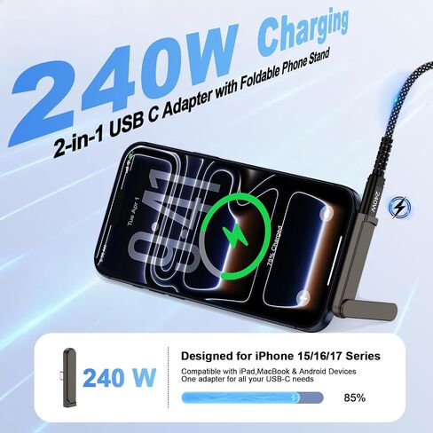 240W USB-C 90°Degree Invisible Phone Stand with USB C Adapter 2Pack in Kuwait