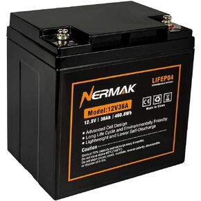 NERMAK 12V 36Ah Lithium Ion LiFePO4 Deep Cycle Rechargeable Battery,40A BMS in Kuwait