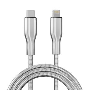 6FT Chew Proof Metal Braided USB-C to Lightning Cable for iPhone, Silver in Saudi Arabia