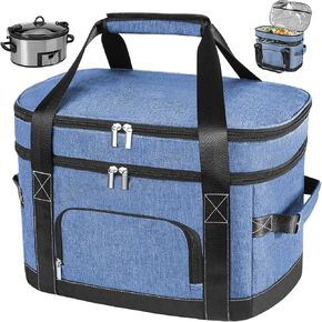 Double Layer Slow Cooker Carrying Bag - Fits 6-8 Quart Crock-Pot & Hamilton Beach Oval Slow Cookers, Insulated Travel Carrier Case with Adjustable Straps & Accessory Pocket for Utensils in Saudi Arabia