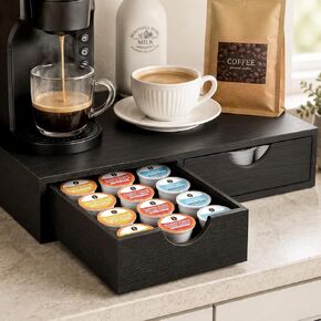 Mustry Wooden K Cup Holder, 36 Pod Capacity, Black K Cup Drawer Organizer in Saudi Arabia