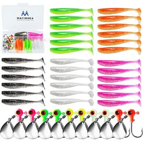 15/20/30Pcs Underspin Jig Heads with Spinner Fishing Jig Heads Hooks Set Crappie Jigs Fishing Jig Hooks Assortment Saltwater Freshwater Bass Crappie Trout Glow in The Dark… in Kuwait