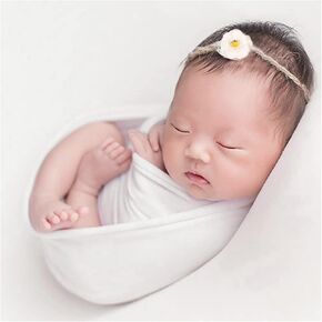 Orraphtstu Newborn Photography Wraps Baby Posing Props Stretch Fabric for Professional Photoshoot (Backdrop with Wrap, White) in Saudi Arabia